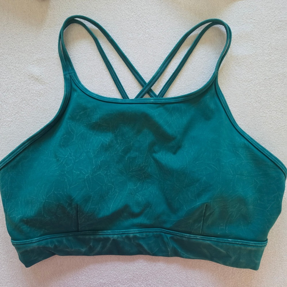 JoyLab Womens Small Teal Green Marbled High Neck Strappy Back Sports Bra